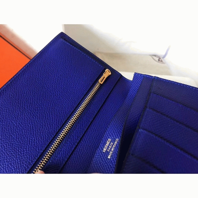 Blue Electric Epsom Fake Hermes Bearn Wallet