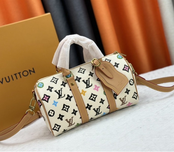 Louis Vuitton Monogram Craggy Keepall Travel 25 Bag In Vanilla angle 2