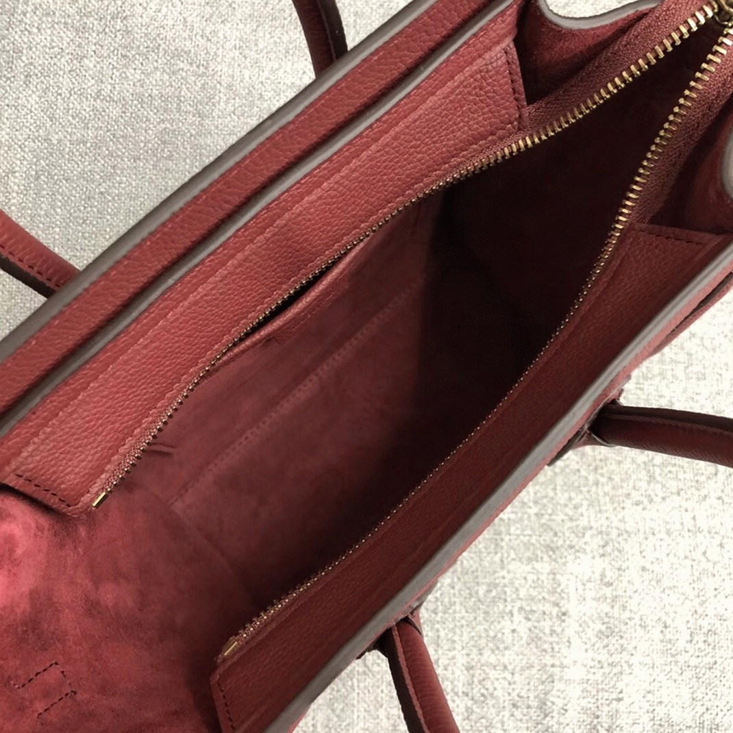 Celine Nano Luggage Tote Bag Fake in Ruby angle 2