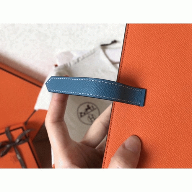 Orange Blue Jean Epsom Fake Hermes Bearn Wallet angle 4
