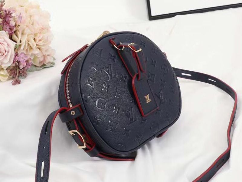 Louis Vuitton Monogram Empreinte Boite Chapeau Souple MM Bag In Navy Blue angle 2