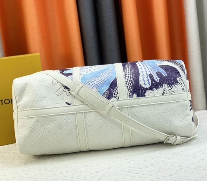 Louis Vuitton X YK Bandouliere Keepall 50 Travel Bag In White angle 2