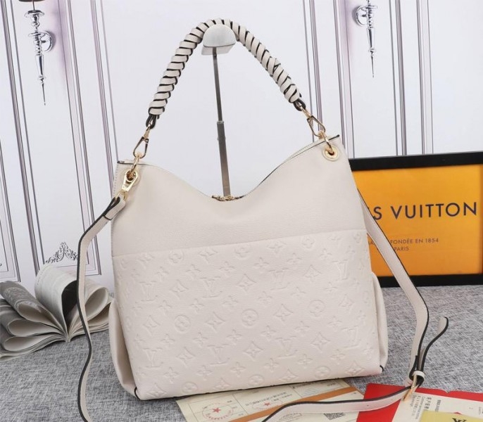 Louis Vuitton Monogram Empreinte Leather Maida Hobo In Cream angle 3