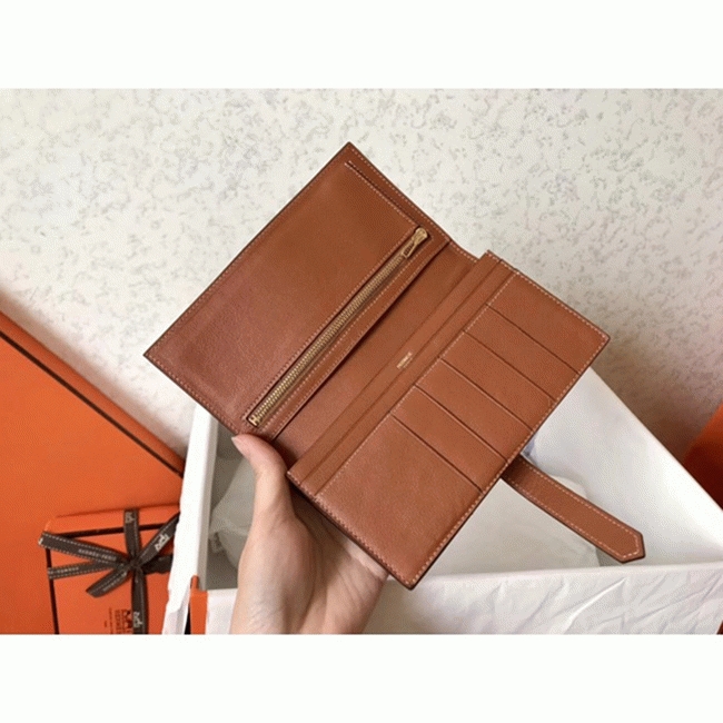 Gold Swift Fake Luxury Hermes Bearn Wallet angle 3