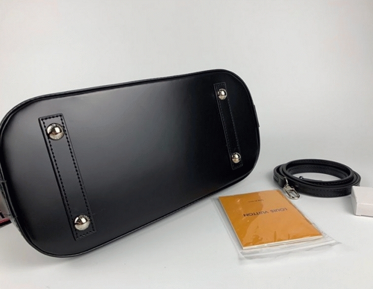 Louis Vuitton Epi Leather Alma PM Jacquard Strap Handbag In Black angle 5