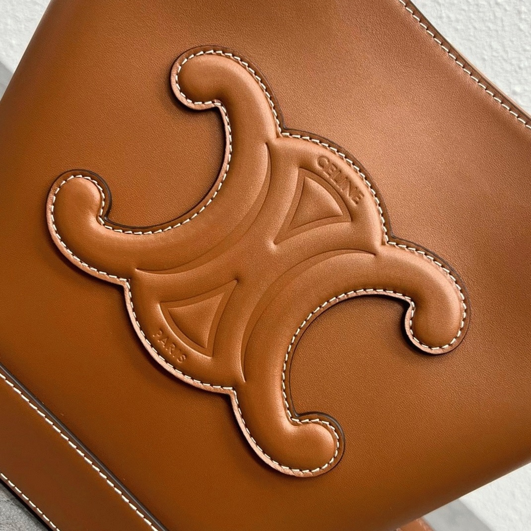 Top Quality Replica Celine Small Bucket Cuir Triomphe In Brown Calfskin angle 2