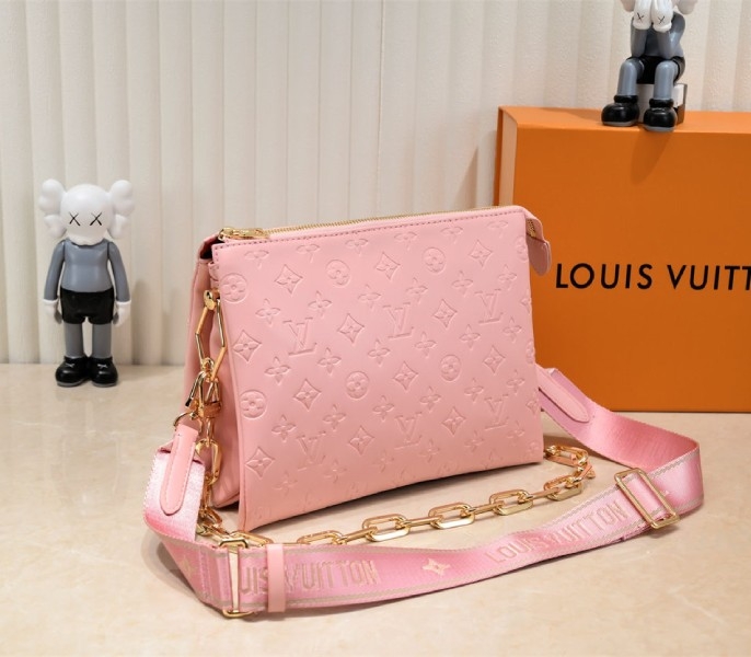 Louis Vuitton Coussin PM Bag In Light Pink With Jacquard Strap angle 2