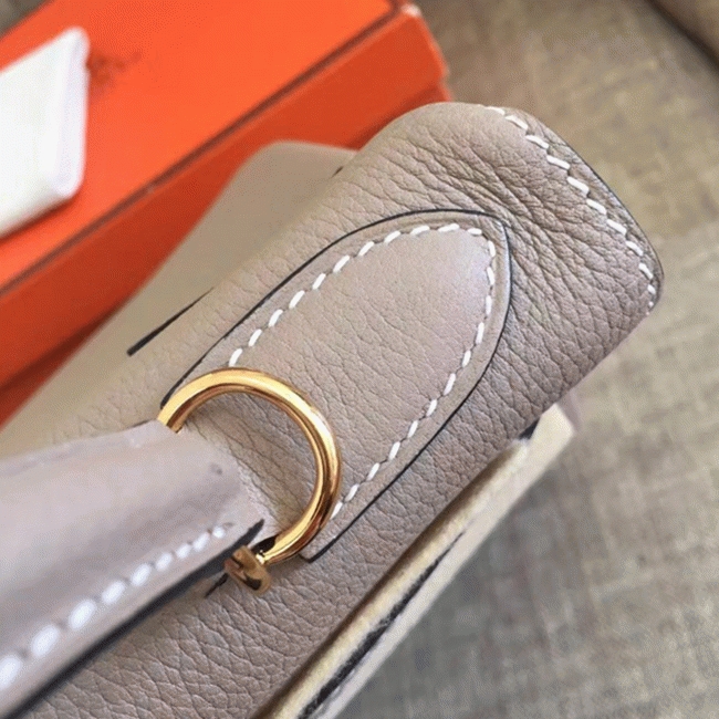 Grey Clemence Replica Designer Hermes Kelly Retourne 28cm Elegant Tote angle 4