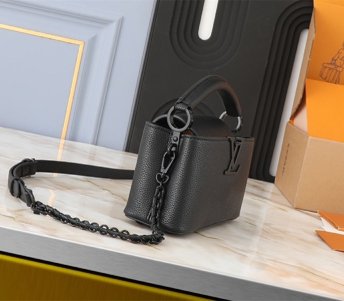 Louis Vuitton Capucines East-West Mini Handbag In All Black angle 3