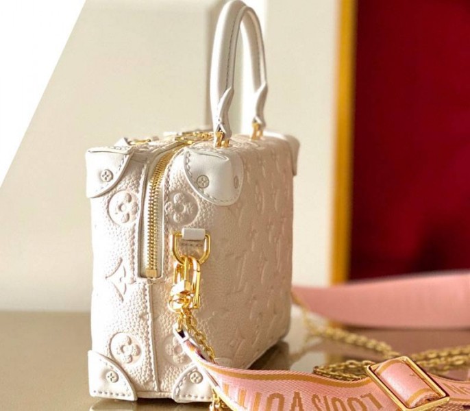Louis Vuitton Monogram Empreinte Petite Malle Souple Handbag In Cream angle 5