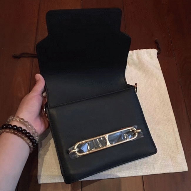 Black knockoff Hermes Mini Sac Roulis handbag angle 5