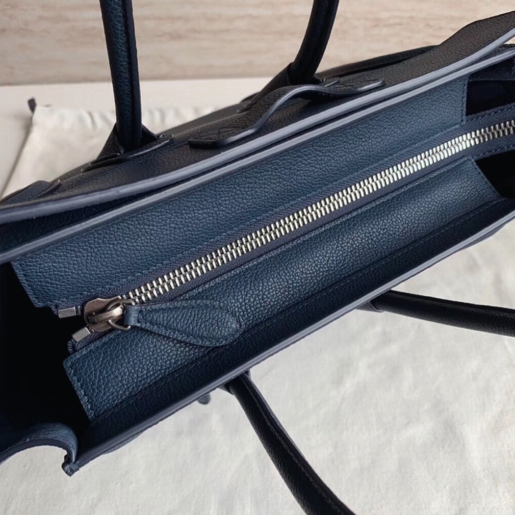 Celine Micro Luggage Tote Bag Imitation in Navy Blue angle 3