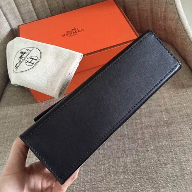 Black Swift Top Replica Luxury Hermes Kelly Pochette Minimalist Clutch angle 2