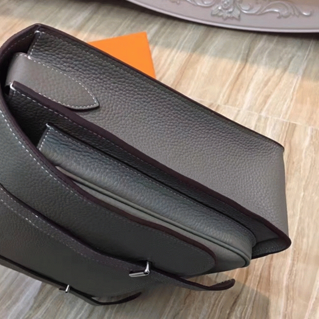 Grey Luxury Replica Hermes Steve Messenger Bag angle 3