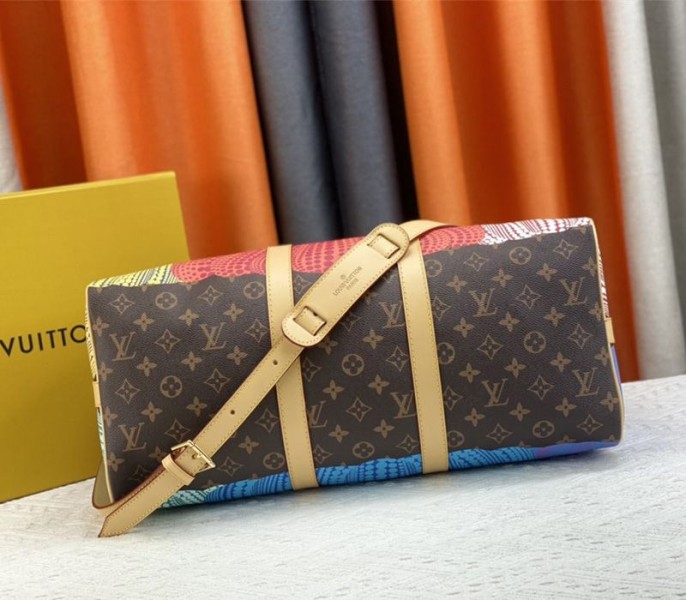 Louis Vuitton X YK Monogram Canvas Keepall 45 Luggage In Pumpkin angle 3