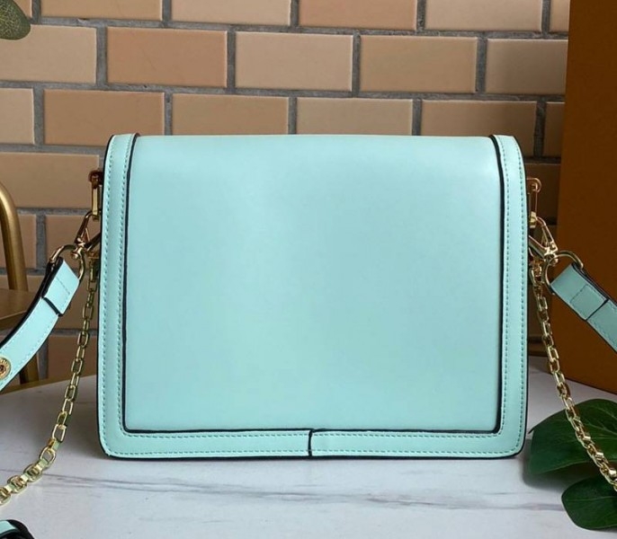 Louis Vuitton Dauphine Lugano MM Bag In Bleu Azur Blue angle 3