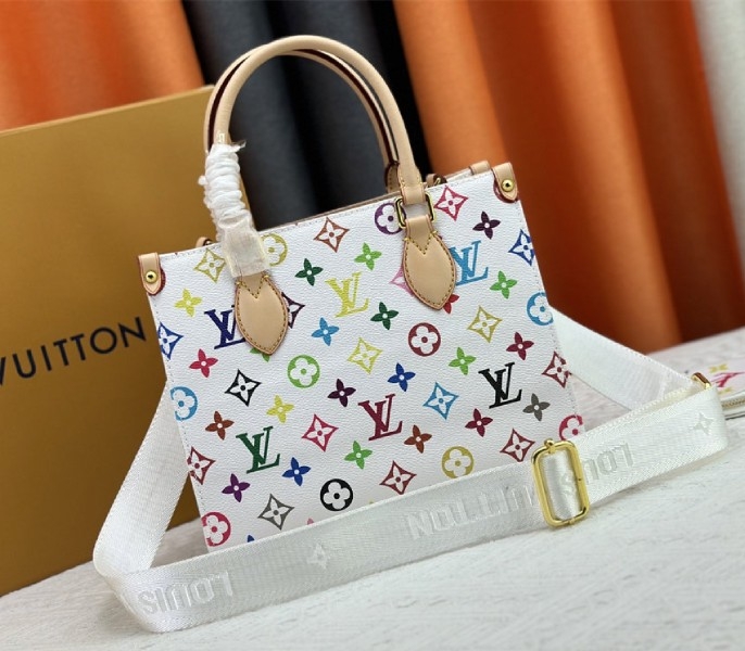 Louis Vuitton X TM Multicolored Onthego PM In White angle 2