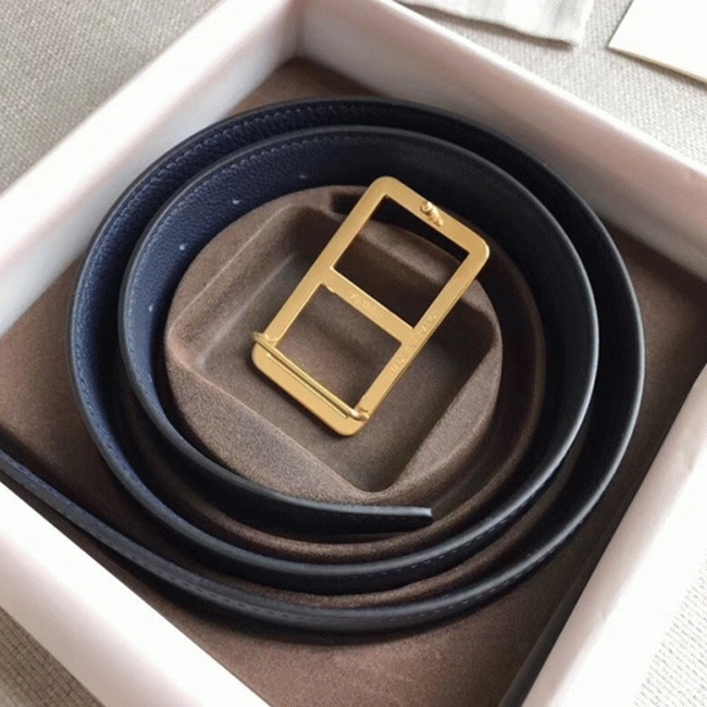 Replica Hermes Officier belt buckle in navy blue angle 5