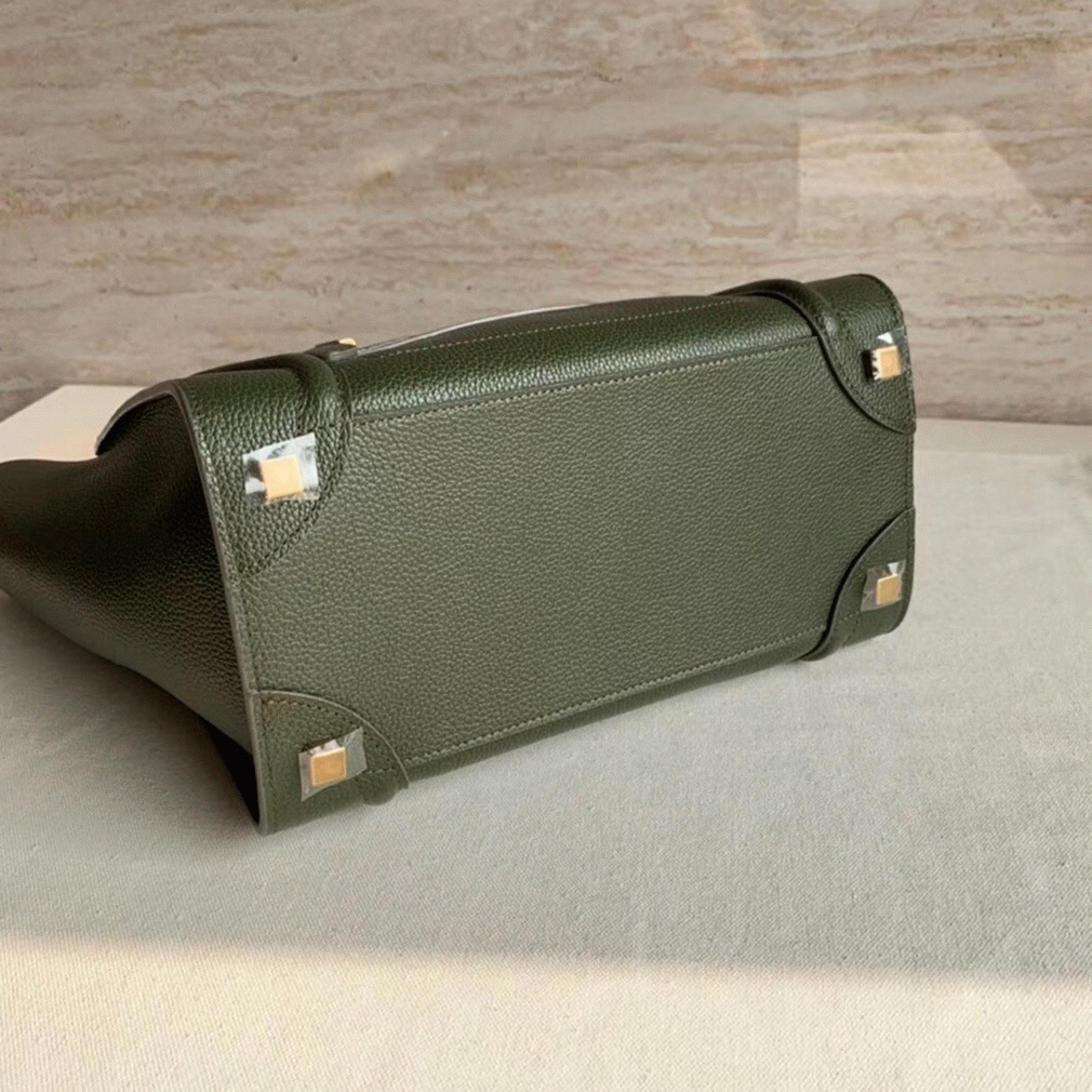Celine Micro Luggage Tote Bag Knockoff in Khaki Green angle 2