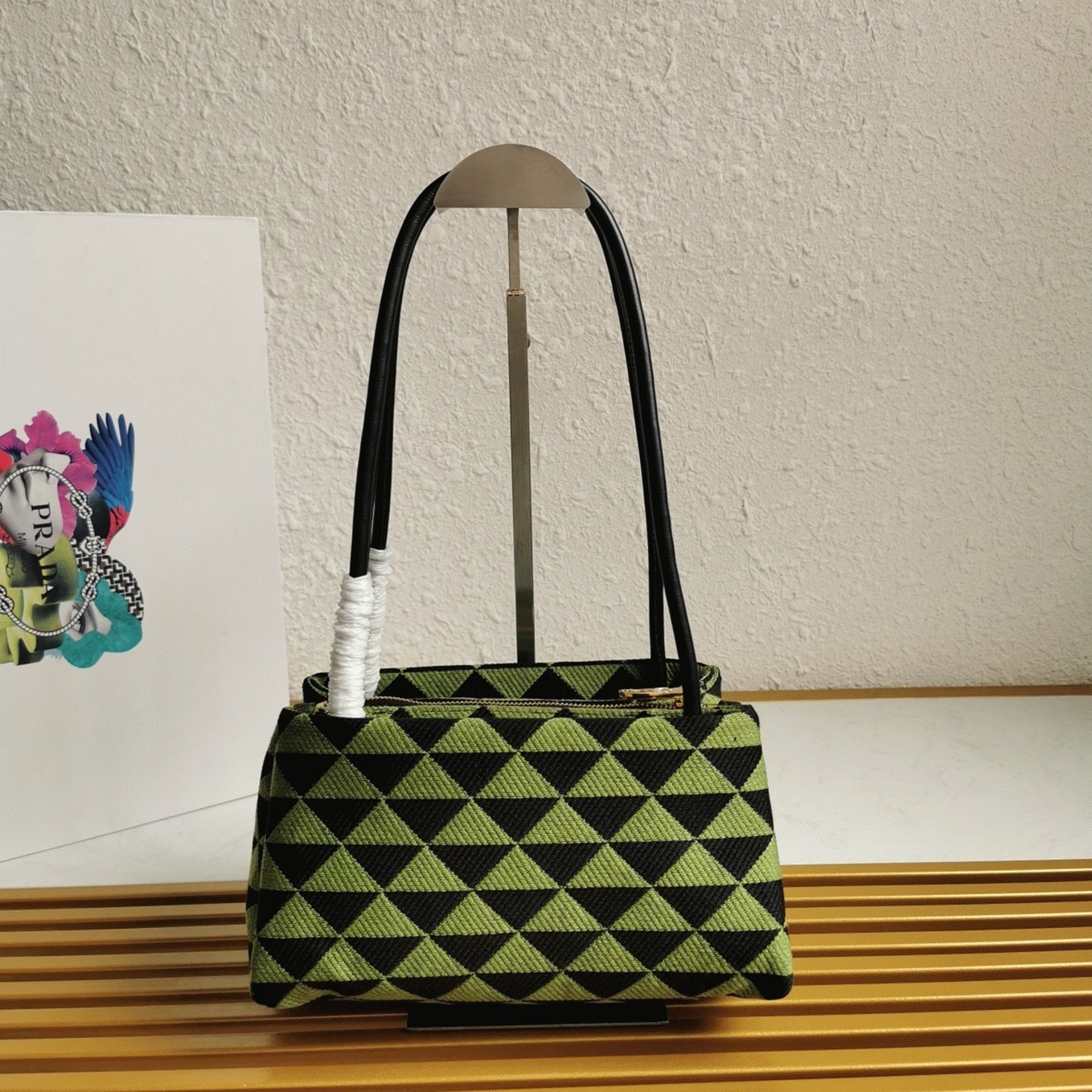 Prada Supernova Small Shoulder Bag Replica in Black/Green angle 3