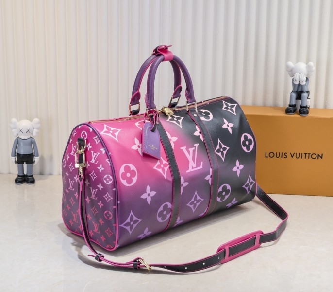 LV Spring 2022 Keepall 45 Travel Bag In Midnight Fuchsia angle 3