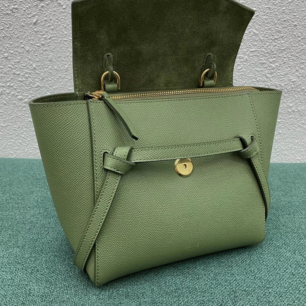 Celine Belt Nano Bag Knockoff in Light Khaki angle 4