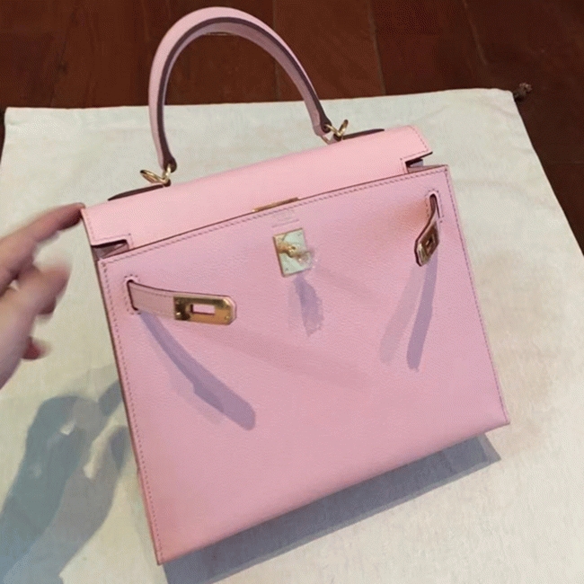 Pink Epsom Replica Hermes Kelly 25cm Feminine Handbag angle 5