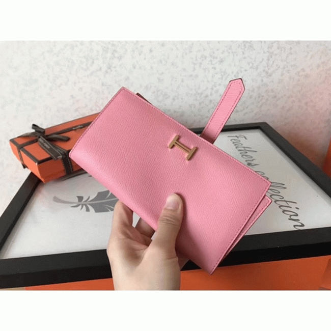 Pink Replica Hermes Bearn Wallet angle 5