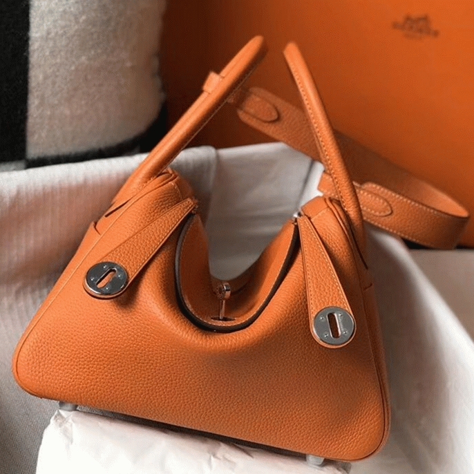 Copy Hermes Lindy 26cm handbag in orange