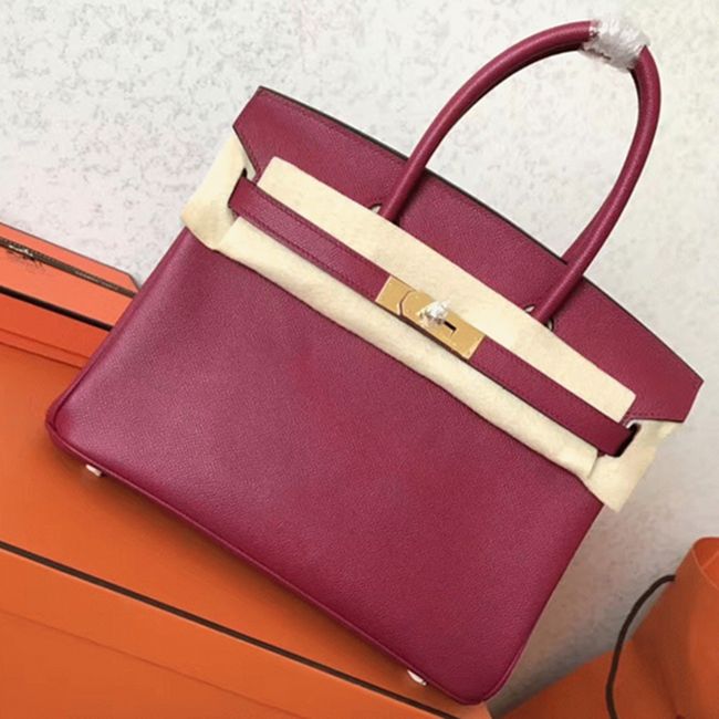 Ruby Tone Faux Designer Hermes Birkin 30cm Tote