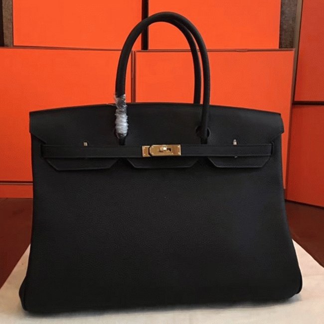 Black Replica Hermes Birkin 40cm Oversized Handbag