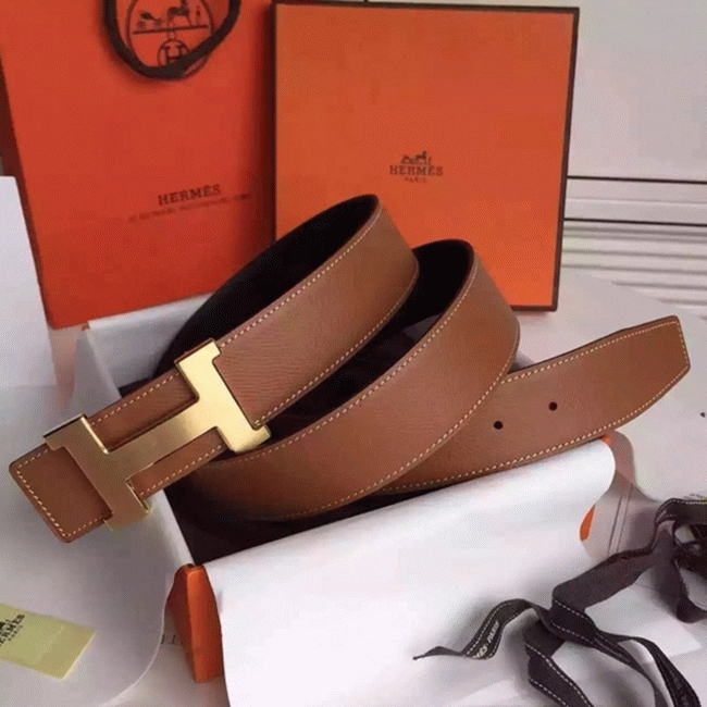 Top-quality fake Hermes Kits belt featuring Constance buckle in brown epsom