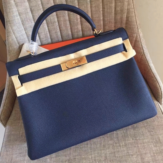 Sapphire Clemence Fake Hermes Kelly Retourne 28cm Premium Bag