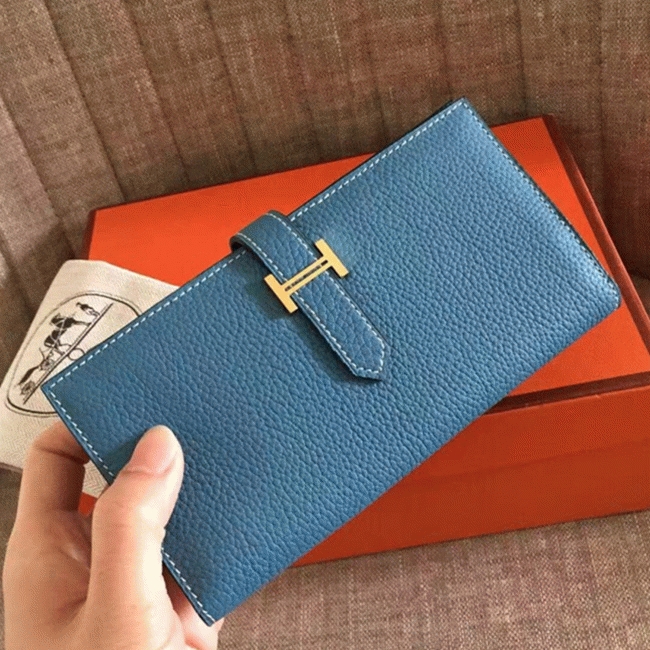 Blue Jean Clemence Knockoff Hermes Bearn Wallet